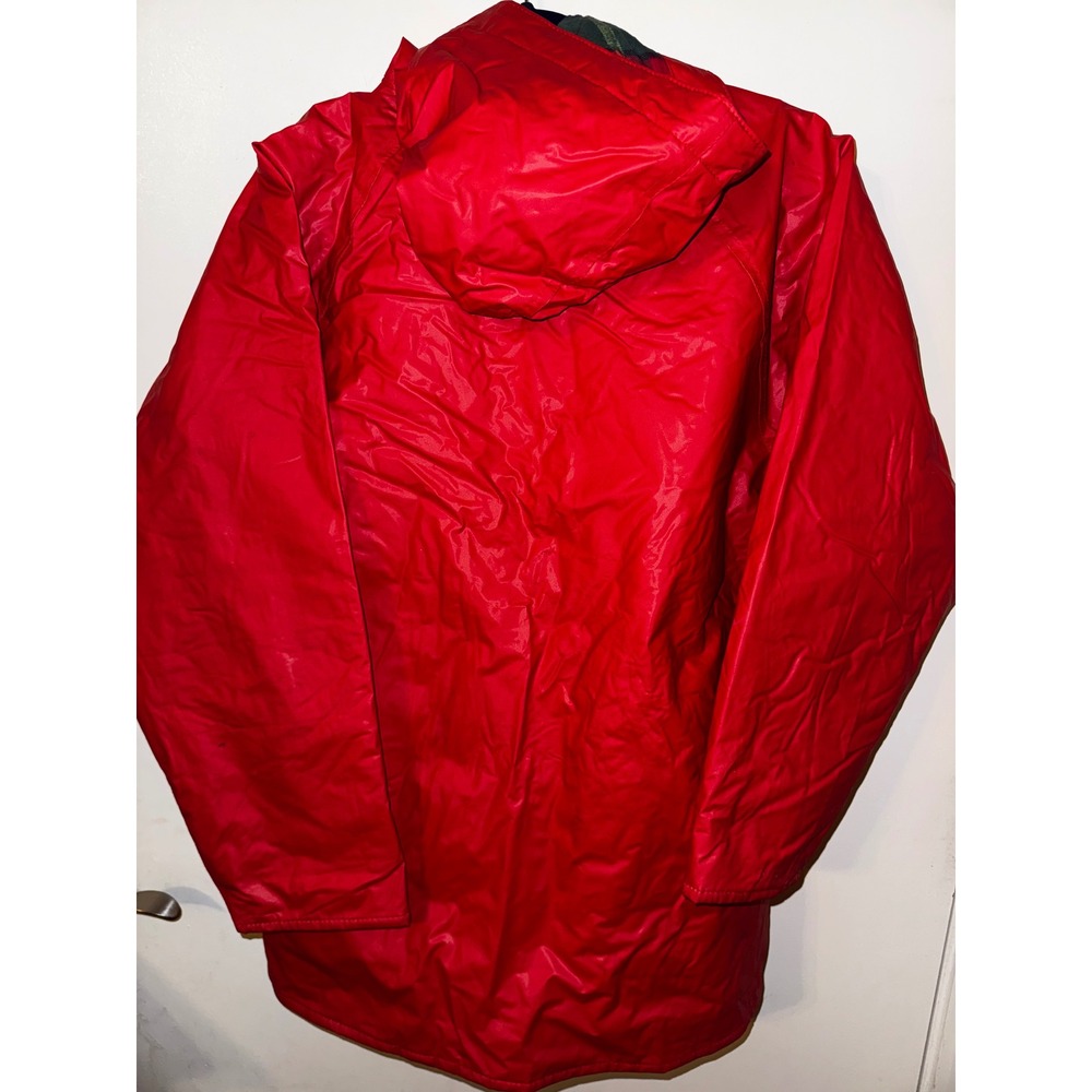 Misty Harbor Red Flannel Lined Raincoat size large vintage Red Slicker - Picture 6 of 7